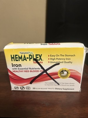 NaturesPlus Hema Plex Iron Supplement 30 Count Total Blood Health Tablets