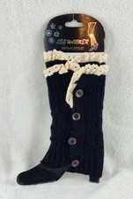 Boot Sock Cuff Leg Warmer Cottagecore Ankle Accent Black Cream Lace Button