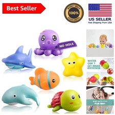 Safe No Hole Animal Bath Toys for Infants - Bright Rubber Fun for 18 