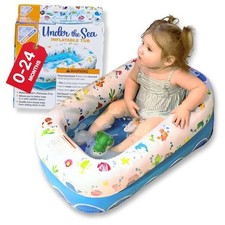  Inflatable Under The Sea Baby Bathtub, Collapsible Blue, White Under the Sea
