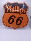 VINTAGE 11.5” PHILLIPS SHIELD PORCELAIN SIGN CAR GAS TRUCK GASOLINE AUTO OIL