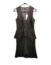 NWT BARDOT Tulip Hem Formal Dress Sz XS 4 Black Ruffle V-Neck Sleeveless Peplum