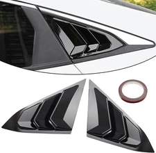 Rear Side Window Louvers for Honda Civic Sedan 2016-2021 Bright Black ABS