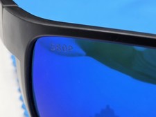 Costa Reefton Style 580P Polarized Mirrored Wrap Sunglasses Black/Blue RFT.06