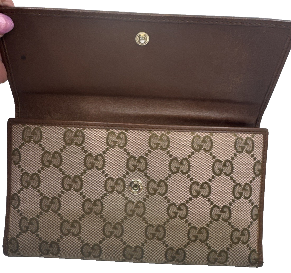 Gucci Women's Vintage Continental Long Wallet Brown GG Monogram