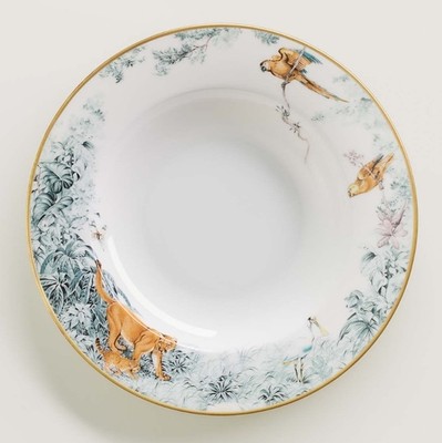 New Hermes Carnets d'Equateur Soup Plate Tableware Dish 2 set Dinner Auth CHIC 