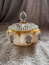 FENTON GLASS HAND PAINTED CHARLTON DESIGN POWDER BOX