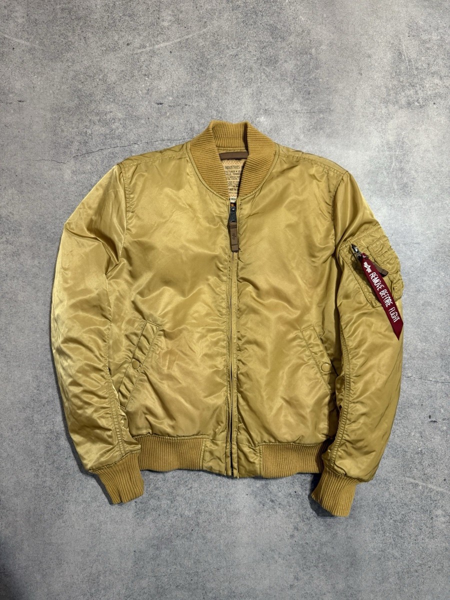Alpha Industries MA-1 Flight Bomber Jacket Gold Mustard Men's Size
