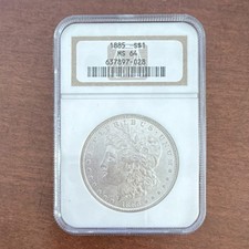 1885 Morgan Dollar Graded MS 64 NGC Silver $1 Coin No Mint - Philadelphia