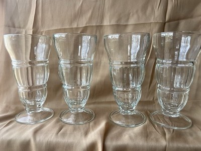 Vintage Indiana Glass Triple Decker Soda Malt Glass Clear 15oz Set Of 4