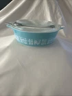 Vintage Pyrex Amish Butterprint Turquoise 471  1 PT Casserole W/470-C Lid Nice