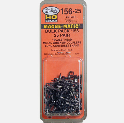 Kadee #156-25 Bulk Pack (25 Pair ) #156 Scale Whisker Metal Couplers HO Scale.