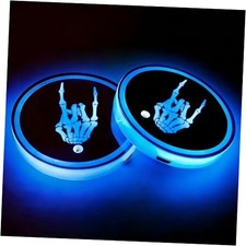 LED Cup Holder Lights for Car,2Pcs LED Light Up Cup Holder Coasters Skeleton