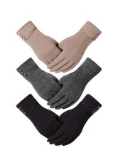 3 Pairs Winter Gloves Women Touch Screen Texting Warm Thick Cold Weather Girls
