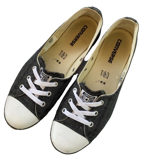 Converse Women 10 Chuck Taylor All Star Ballet Lace Slip On Shoes Sneaker Black