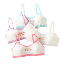 4 Pairs Kids Cotton Girls Bras Cartoon Teenage Soft Training Vest Tops Underwear