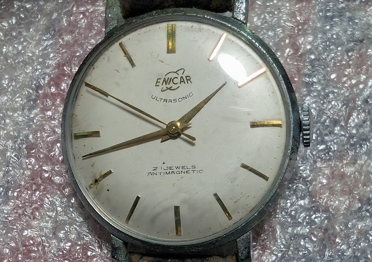Enicar Ultrasonic Automatic 17 Jewels Swiss Watch Scalloped Flower Case Vintage Vintage ENICAR Ultrasonic 17 Jewels Watch Sub-Second Cal  main image 2