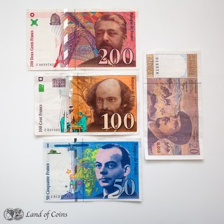 FRANCE: Set of 4 French Franc Banknotes.