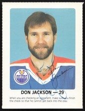 Don Jackson Signed 1984-85 Post Red Rooster Card Edmonton Oilers