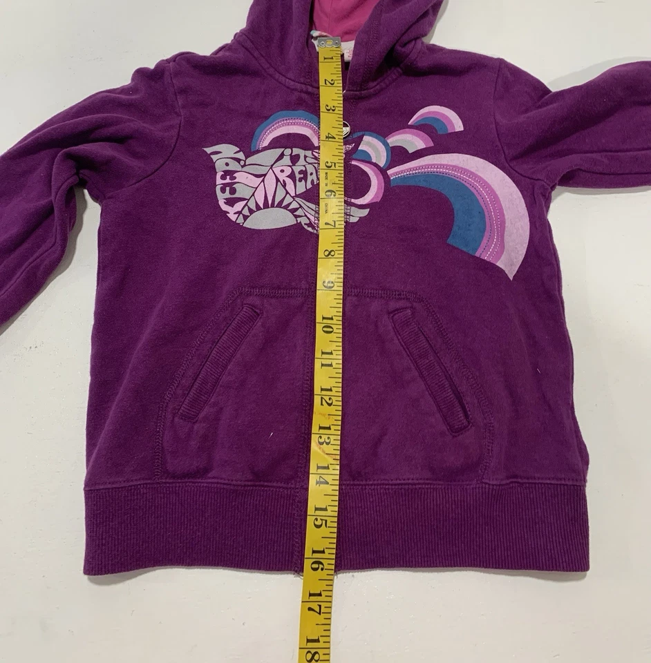 Roxy Jóvenes Niñas Manga Larga Sudadera con Capucha Púrpura Gris Talla Mediana Foto 4 de 4