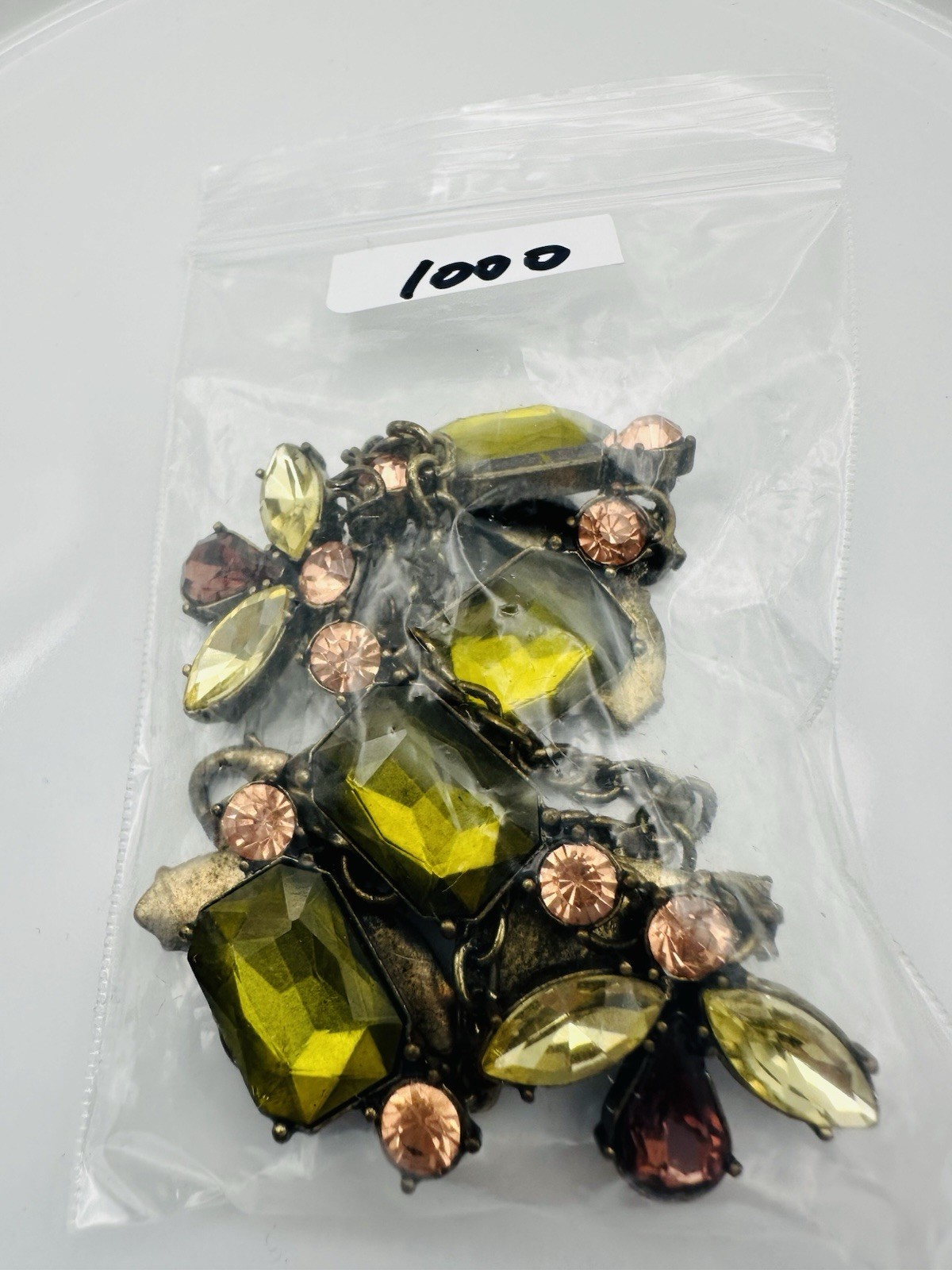 Cookie Lee green rhinestone Statement Necklace 21” - image 8