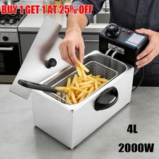 Commercial 4L 2000W Electric Deep Fryer Fat Chip Single Tank Stainless Steel