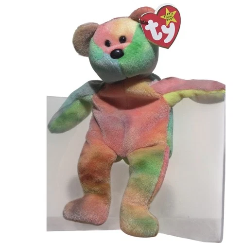 TY Beanie Baby Peace Bear 1996 Tie-Dye Rare Retired Collectible Plush MWMT VTG