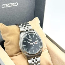 SEIKO5 Automatic Watch 7S26-01V0 Black Silver Vintage