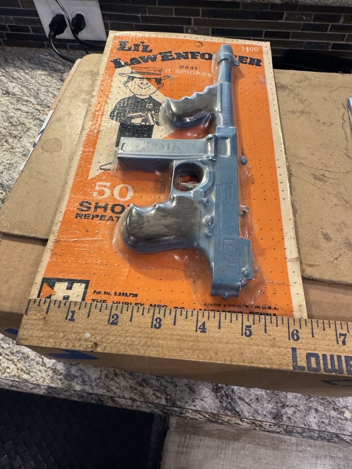 Hubley Li’l Law Enforcer Tiny Tommy 2441 Tommy Gun – Sealed 1950s