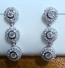 Moissanite 1.50 CTW 925 Sterling Silver Dangl...