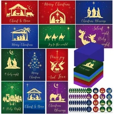 720 Pcs Religious Christmas Cards Bulk Nativity with Envelopes and Stickers H...