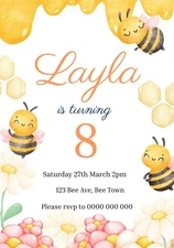 YOU PRINT Birthday Invitations Personalised DIGITAL FILE Bee Bee Hives