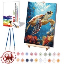 xackcme Turtle Paint by Numbers Kit, 8x12 Inch Framed Canvas