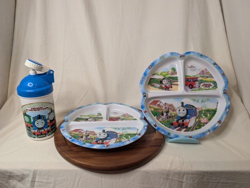 Vintage Thomas The Train Melamine 8" Divided Plates And Cup Pecoware