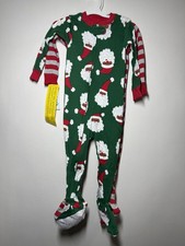 Carter's Just One You Toddler Boys' Striped Santa Footed Pajama Set - Green 4T