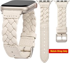 Dressy Braided Leather Band for Apple Watch 38/40/41mm - Soft Strap Compatible