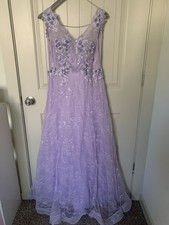 Lavender Lilac Purple Floral Tulle Corset Back Maxi Prom Formal Dress Sz M/8