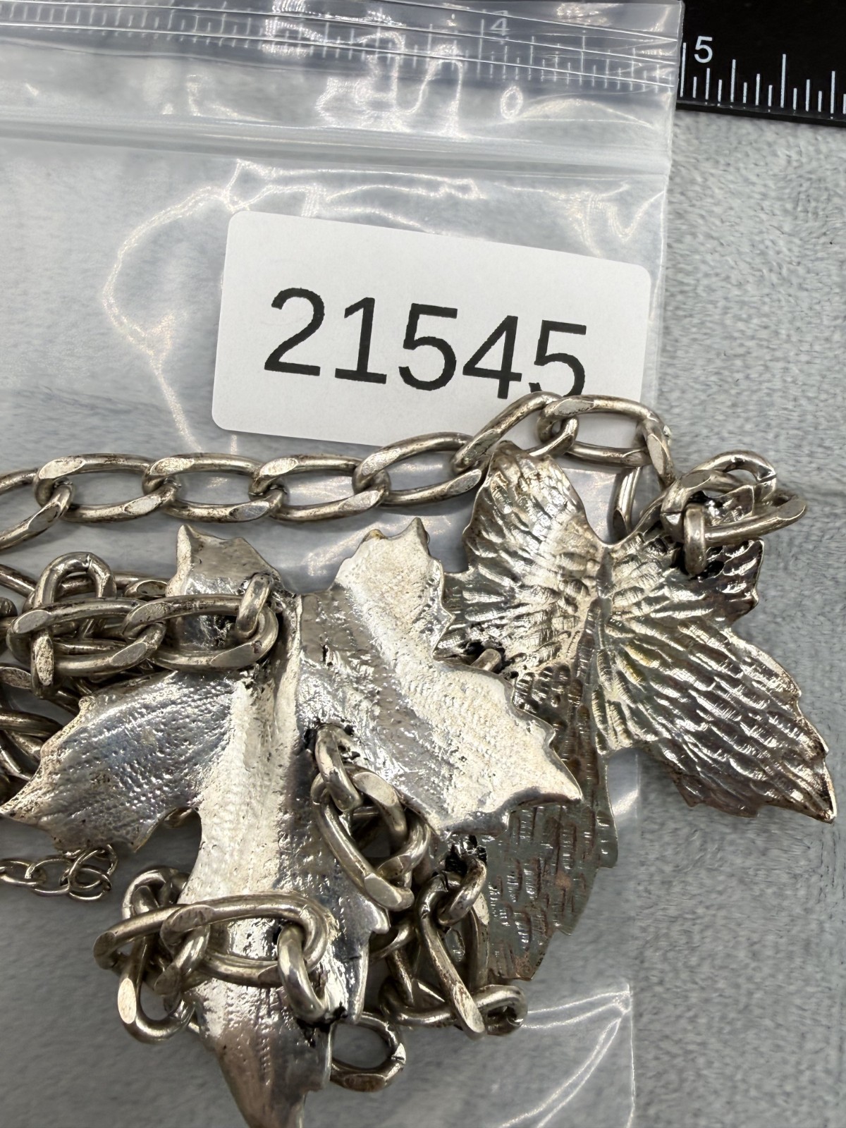 Leaf Statement Necklace Rhinestones Silver Tone 2… - image 10