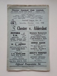 1958/59 Chester v Aldershot Football Programme