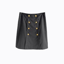 Vtg J.Mclaughlin Military Wool Skirt 4 Charcoal USA Lightweight Academia Preppy