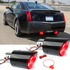 2PCS 2.5" Inlet Carbon Exhaust Tip Muffler Tail LED Light For Cadillac CTS ATS