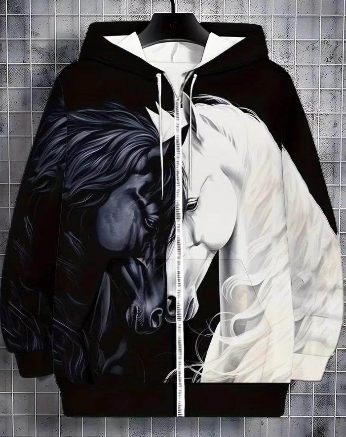 Novelty Horse Print Zip-Up Hoodie Unisex Full Size S-5XL
Opens in a new window or tab