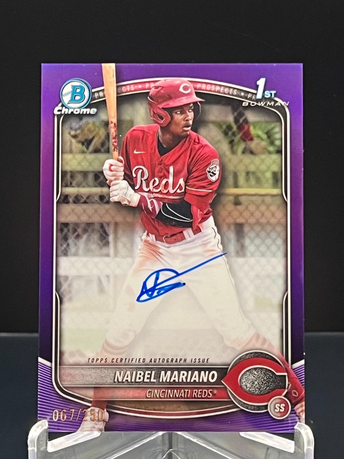 2025 Bowman Chrome MLB Naibel Mariano 1st CHROME PURPLE REFRACTOR AUTO #/250