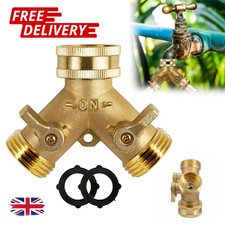 3/4" Brass Tap Splitter 2 Way Garden Hose Connector Adapter Dual Outlet