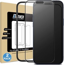 2 Pack Matte Glass Full Coverage Screen Protector  Anti-Glare for iPhone 17 Pro