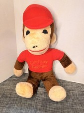Vintage Curious George Plush Stuffed Animal Red Shirt Monkey 14 inch