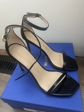 Stuart Weitzman Nudist Curve 100m Sandal Patent Black Size 39