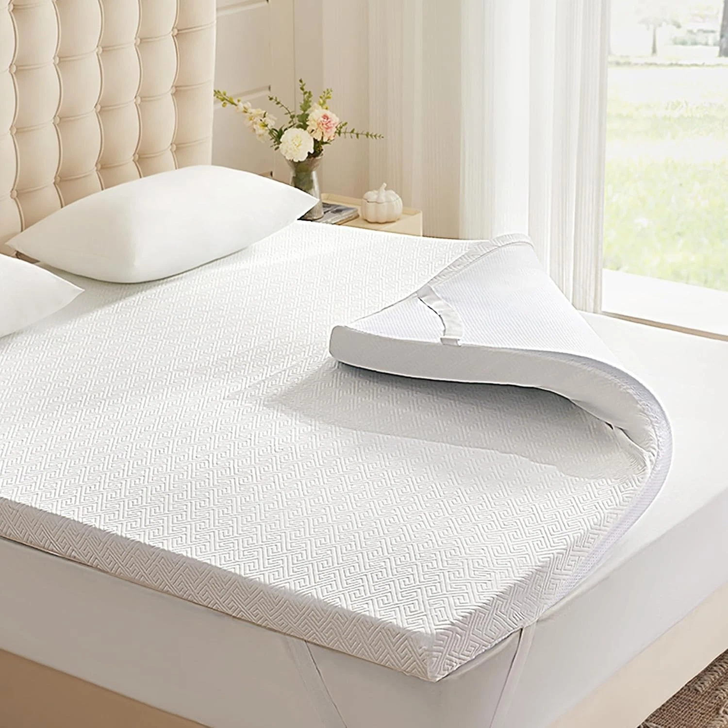 3 Inch Memory Foam Mattress Topper Twin XL, 3 Inch(white Cover)
