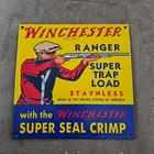 VINTAGE WINCHESTER BLUE OLD US GASOLINE OIL GAS PUMP ENAMEL PORCELAIN SIGN