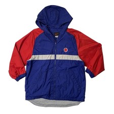 Vintage Nike Jacket Boys Youth M Red Blue Windbreaker Colorblock Full Zip Hooded